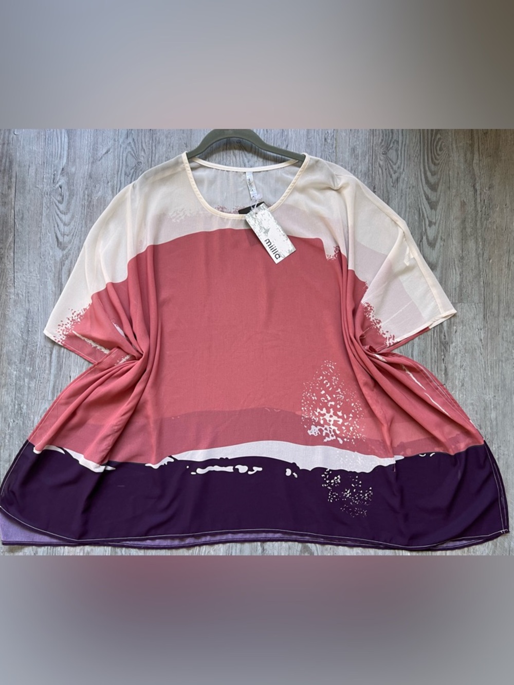 Flowy Colorblock Tunic Komona Top - Pink & Purple